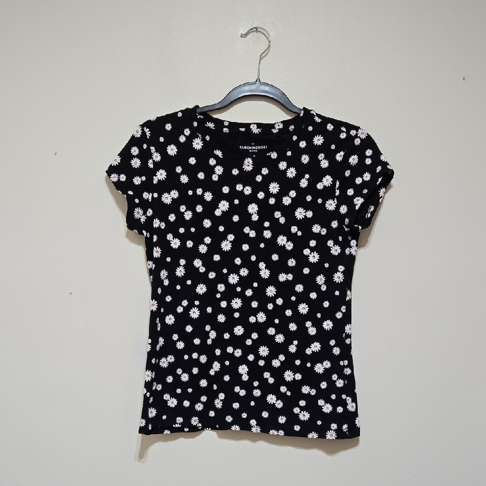 Clockhouse Black Daisy Print Women's Short Sleeve Tee